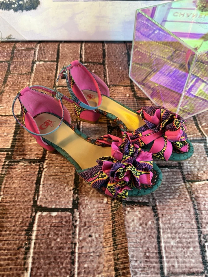 Туфли на каблуках с цветочным рисунком для девочек GB размер 5 - Изображение 1 из 4