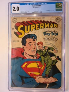 SUPERMAN # 58 DC 1949 CGC 2.0 1st APP TINY TRIX - Picture 1 of 2