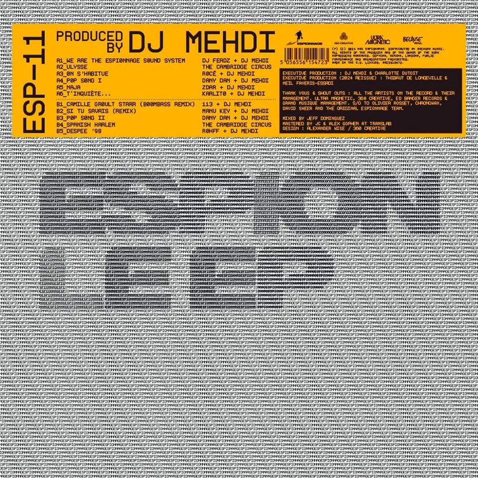 DJ MEHDI / ESPION EP - 2025 REPRESS ORANGE VINYL / Because Music / BEC5615472 /