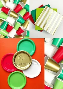 Beautiful Balloons Festive Christmas Party Kit - Cups, Napkins and Plates - Picture 1 of 4