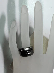 Juicy Couture Men's or Women's Ring Double Band Pave' Crystal Silver Gray Sz 7. - Picture 1 of 7