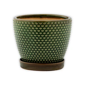 Hobnail grün 6 x 6 Keramik Standbehälter Garten Übertopf Topf Untertasse - Bild 1 von 1