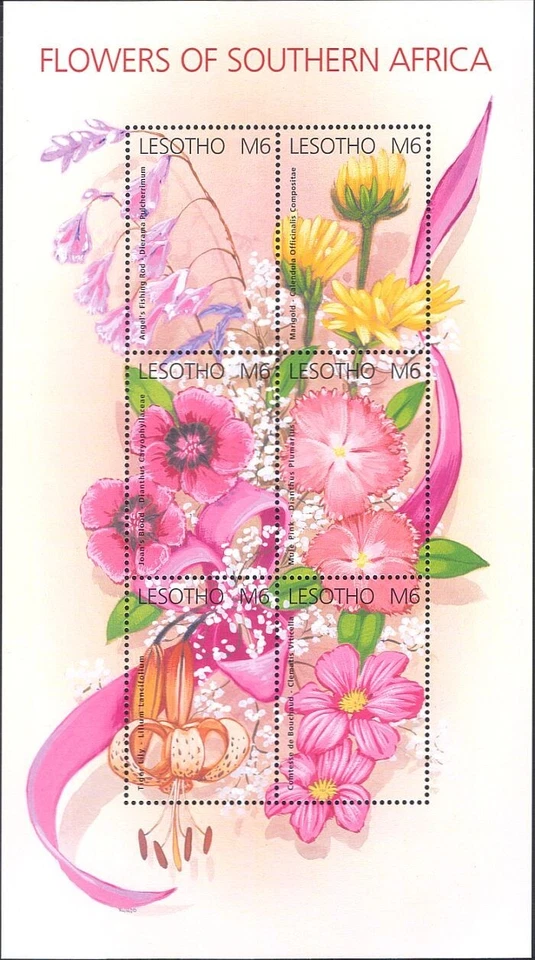 Lesotho 2003 Flowers of Southern Africa/Plants/Nature/Lilies 6v m/s (n18773p) - Image 1 of 1
