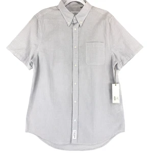 Five Four Halstead Seersucker Shirt Men's L White Purple Cotton Short Sleeve NWT - Picture 1 of 8