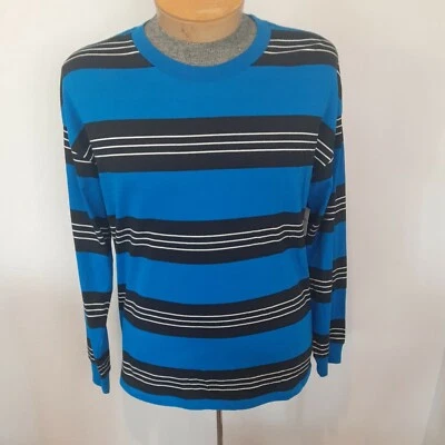 Camisa de hombre manga larga cuello redondo azul a rayas de gran tamaño Arizona Jean Co nueva con etiquetas Foto 1 de 4