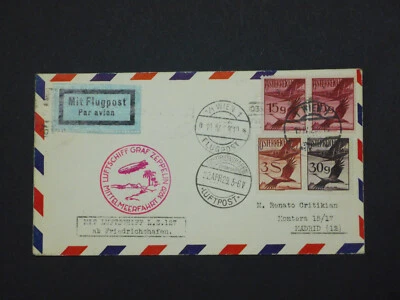 ZEPPELIN ÖSTERREICH 1929 Mittelmeerfahrt Brief ANK 480 481 485 Flugpost LZ 127 - Bild 1 von 2