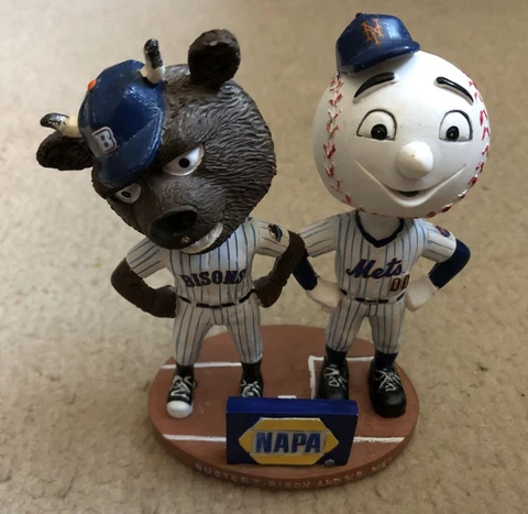 BUFFALO BISONS Authentic BUSTER BISON/MR. MET Mascot BOBBLEHEAD New York Mets Cover