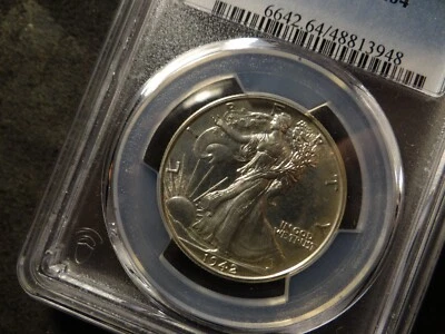 1942 PCGS PR64 Proof Brilliant Walking Liberty Half Dollar Brilliant SLABZ - Image 1 of 3