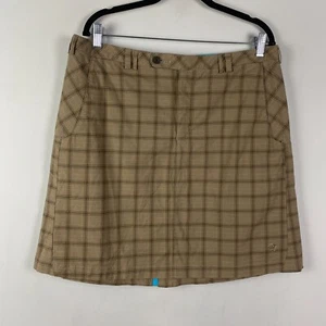Mountain Hardwear Skirt Womens 12 Tan Plaid Organic Cotton Pockets - Picture 1 of 9