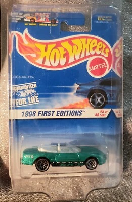 RARE! Hot Wheels 1998 First Ed #5 OF #48 Green Jaguar XK8 W/WHITE INTERIOR!  - Image 1 of 4