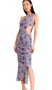 MISA Gr. XS Widder One-Shoulder Cut Out Etui Rüschen Blumen Kleid Neu mit Etikett - Bild 1 von 16