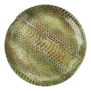 Juego de piel de serpiente/4 platos de ensalada de vidrio de 8,5" turquesa/dorado - Imagen 1 de 1