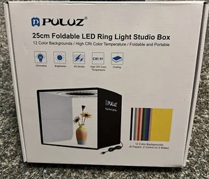 Puluz Foldable LED Ring Light Studio 25cm 12 Color Backdrops High CRI Color Temp - Picture 1 of 1