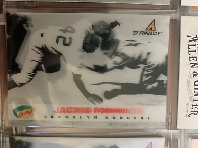 2 tarjetas de béisbol holograma Jackie Robinson 1997 Pinnacle Dennys Foto 1 de 2