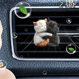 2Set Cute Cuddle Cat Perfume Diffuser Car Air Freshener Clip Car Decoration - Picture 1 of 4