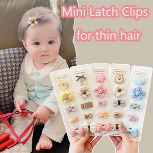 baby mini latch clips thin hair accessories toddler snaps slides flowers fabric - Picture 1 of 12