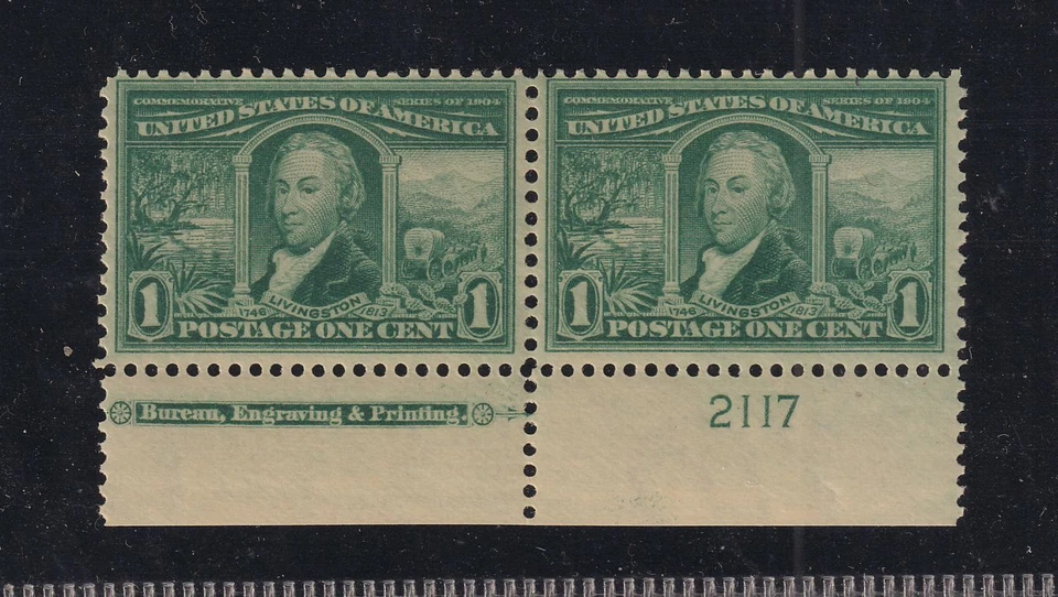 1904 Louisiana Purchase 1c green Sc 323 plate number & imprint MLH OG (TJ - Image 1 of 2