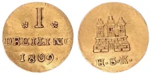 Hamburg Stadt - Altdeutschland 1809 HSK Goldabschlag vom Dreilingstempel 121068 - Bild 1 von 1