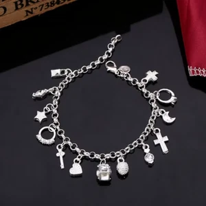 925 Silber Armband Schmuck Herz Love Mode Charm Bettelarmband Outfit Armschmuck - Bild 1 von 2