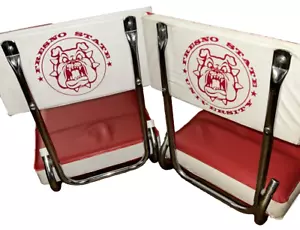 2 Vintage 1970's Fresno State University Portable Red Stadium Folding Seat Chair - Picture 1 of 15