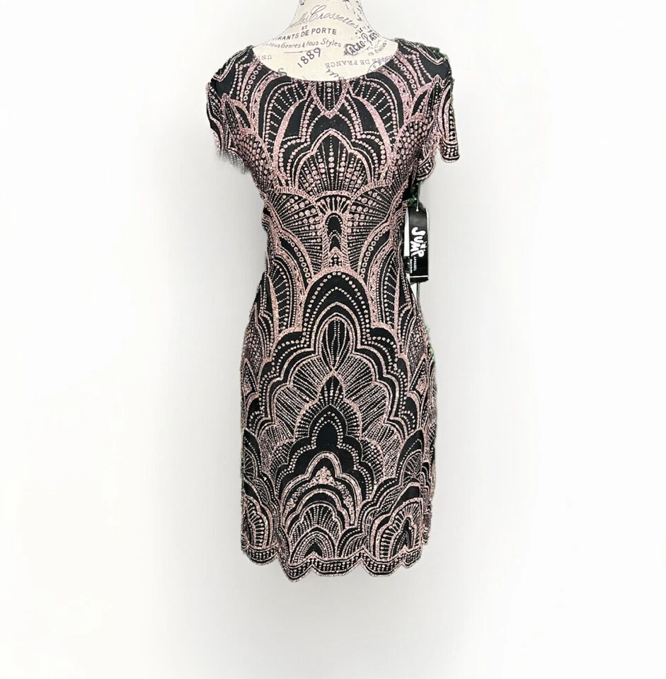 Women's Jump Apparel Size XL Black & Gold Evening Dress Formal Gold Glitter - Image 1 of 1