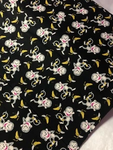 1 Meter schwarz lachender Affe Druck 100 % reiner Baumwollstoff 45 Zoll breit Kleid Handwerk - Bild 1 von 2