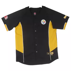 Pittsburgh Steelers AFC North NFL Baseball Jersey Adult L Black Authentic Sewn - Picture 1 of 13