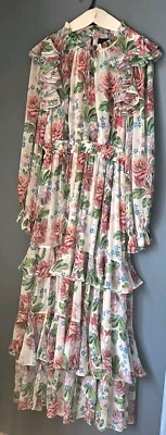 Aguja e Hilo Ideal Boda Verano Vestido.Talla UK 14 Diseño Floral.Longitud 145cm Foto 1 de 4