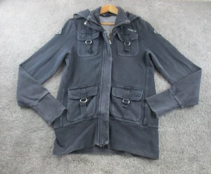 Rusty Jacket 12 Outerwear Black Long Sleeve Zip Up Hood Hooded Surf Warm - Picture 1 of 13