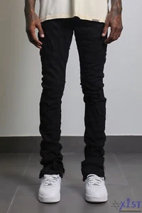 AJENDA "WAYNE" JETT BLACK STACKED PREMIER JEANS Pants - Picture 1 of 9