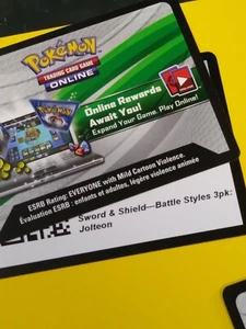 Pokemon 1x Sword & Shield Battle Styles 3pk JOLTEON Online CODE UNUSED By Email - Picture 1 of 1