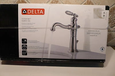 Delta Victorian Brilliance Brushed Nickel Faucet, Factory Sealed Model #15955-SS - Image 1 of 4