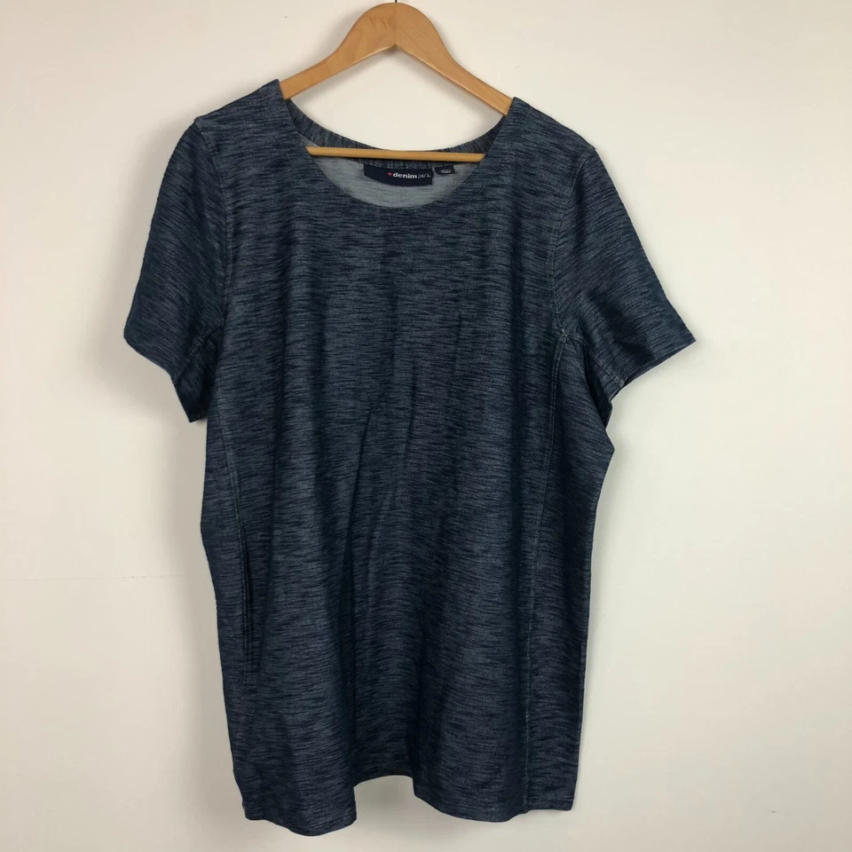 Camiseta Denim 24/7 Para Mujer Manga Corta Cuello Redondo Azul Informal Talla 1X 22/24 Foto 1 de 4