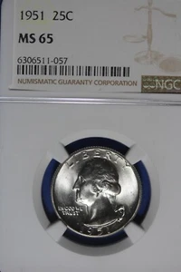 1951 NGC 25C MS65 WASHINGTON QUARTER #B49503 - Picture 1 of 2