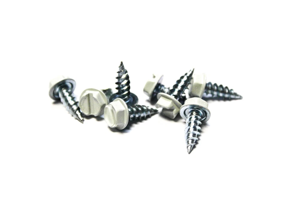 TRINITY FASTENER (100) 8x1/2 Slotted Hex Head Sheet Metal Screws (White)