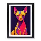 Sphynx Cat Hydrodipped Wall Art Print Framed Canvas Picture Poster Decor
