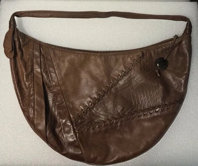 VTG Sharif Purse Large Brown Leather Crescent Hobo Shoulder Bag USA Boho Carryal - Image 1 of 4
