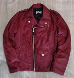 Schott Double Riders Jacket Nylon Quilted Lining Size S Burgundy Padded Style - Picture 1 of 6