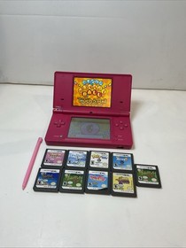 NINTENDO DSi Hot Pink Handheld Game Console With Games Lot of 10