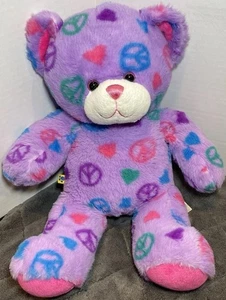 Peluche Build A Bear Viola segno di pace e cuori orsacchiotto peluche - Foto 1 di 7