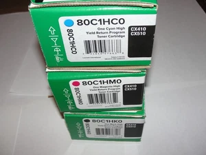 Lexmark 80C1HC0, 80C1HK0, 80C1HM0 High Yield Toner Cartridge Set - Picture 1 of 8
