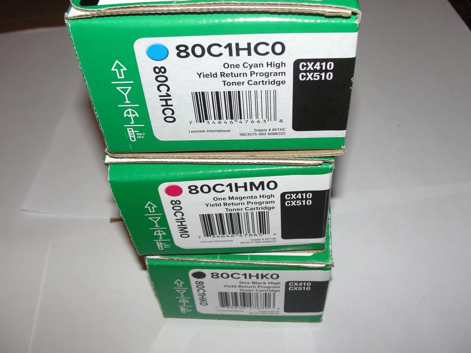 Lexmark 80C1HC0, 80C1HK0, 80C1HM0 High Yield Toner Cartridge Set - Image 1 of 4