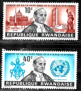 HICK GIRL- MINT RWANDA STAMPS SC#197-98 1966 POPE PAUL VI K356 - Picture 1 of 2
