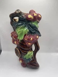 9 3/8" Vintage Majolika Obst Wand Tasche Keramik bemalt Vase Made in Japan - Bild 1 von 5