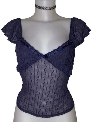 Top coqueta gótica grunge transparente elástico talla M Y2k años 90 para mujer talla M Foto 1 de 3