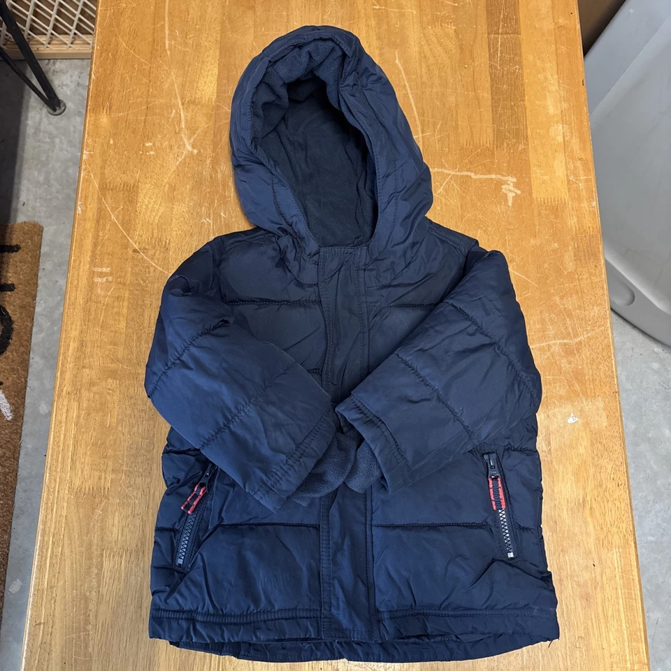 Старый темно-синий твердый мороз бесплатный с капюшоном пуховик куртка темно-синий ребенка ясельного возраста мальчиков 2T - Изображение 1 из 4