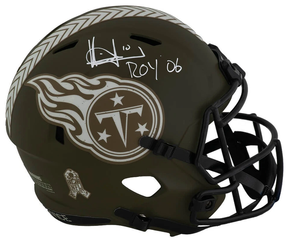 Casco de representante tamaño completo firmado por Vince Young Titans SALUTE Riddell con ROY'06 - (CERTIFICADO DE AUTENTICIDAD SS) Foto 1 de 1