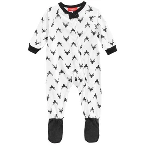 Familien Schlafanzug Unisex Kinder Schlafanzug mit Füßen Oh Deer weiß 24 M - Bild 1 von 1