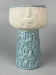 Abstract Artisan Studio Pottery Signed ADLER STYLE 8" Face Vase
