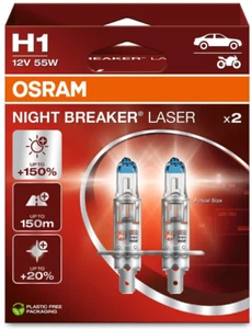 2 pz LAMPADA ALOGENA AUTO OSRAM H1 INTERRUTTORE NOTTURNO LASER Generazione 2 fino a 150 - Foto 1 di 1